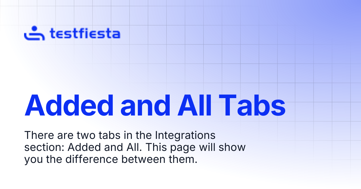 Added and All Tabs | TestFiesta